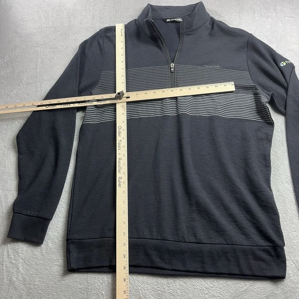 Travis Mathew Book Club 1/4-Zip Golf Pullover Sweater Mens Large Navy Blue Blend - Picture 6 of 9